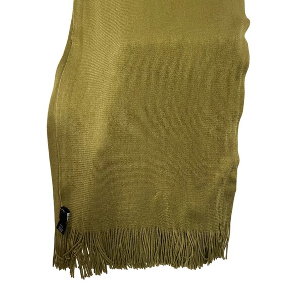 Olive Green Layers By Lizden Acrylic Fringe Wrap Scarf 90 x 24 - Picture 2 of 14